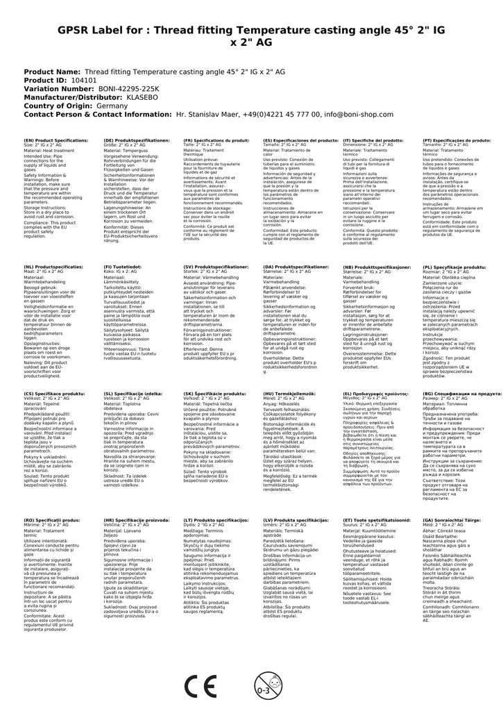 Gwintowany łącznik żeliwny kątowy 45° 2" GW x 2" ZW-1