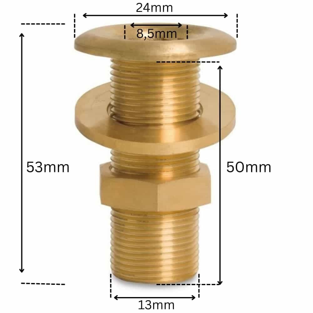 Gwintowane złącze mosiężne z przelotem 1/4" AG-2