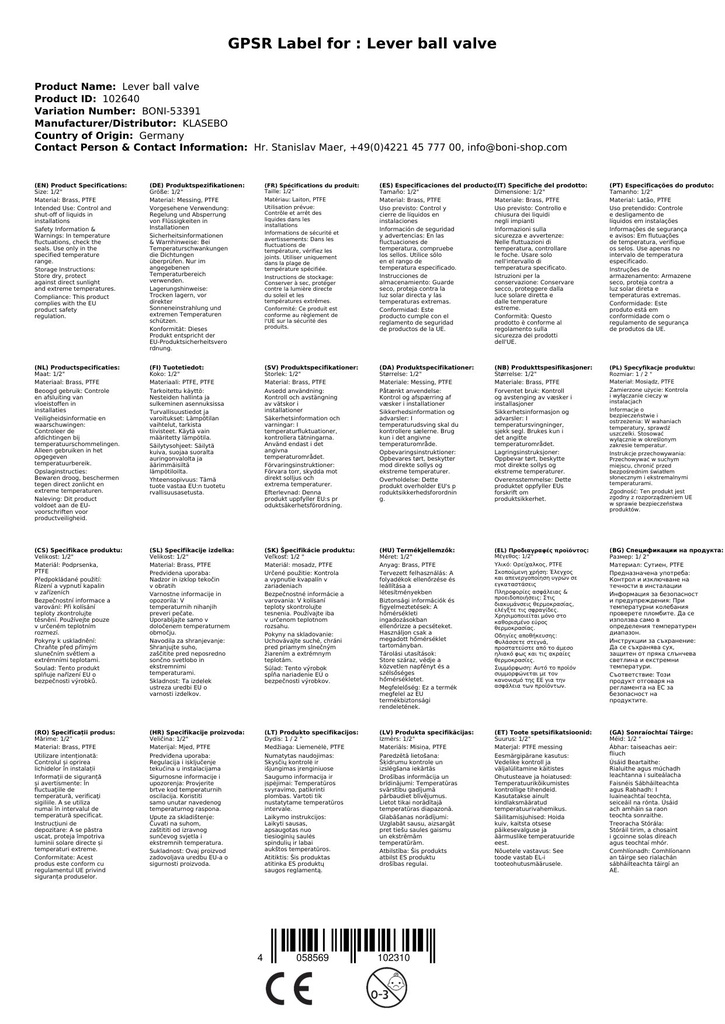 Dźwignia zaworu kulowego z opróżnianiem 1/2"-1