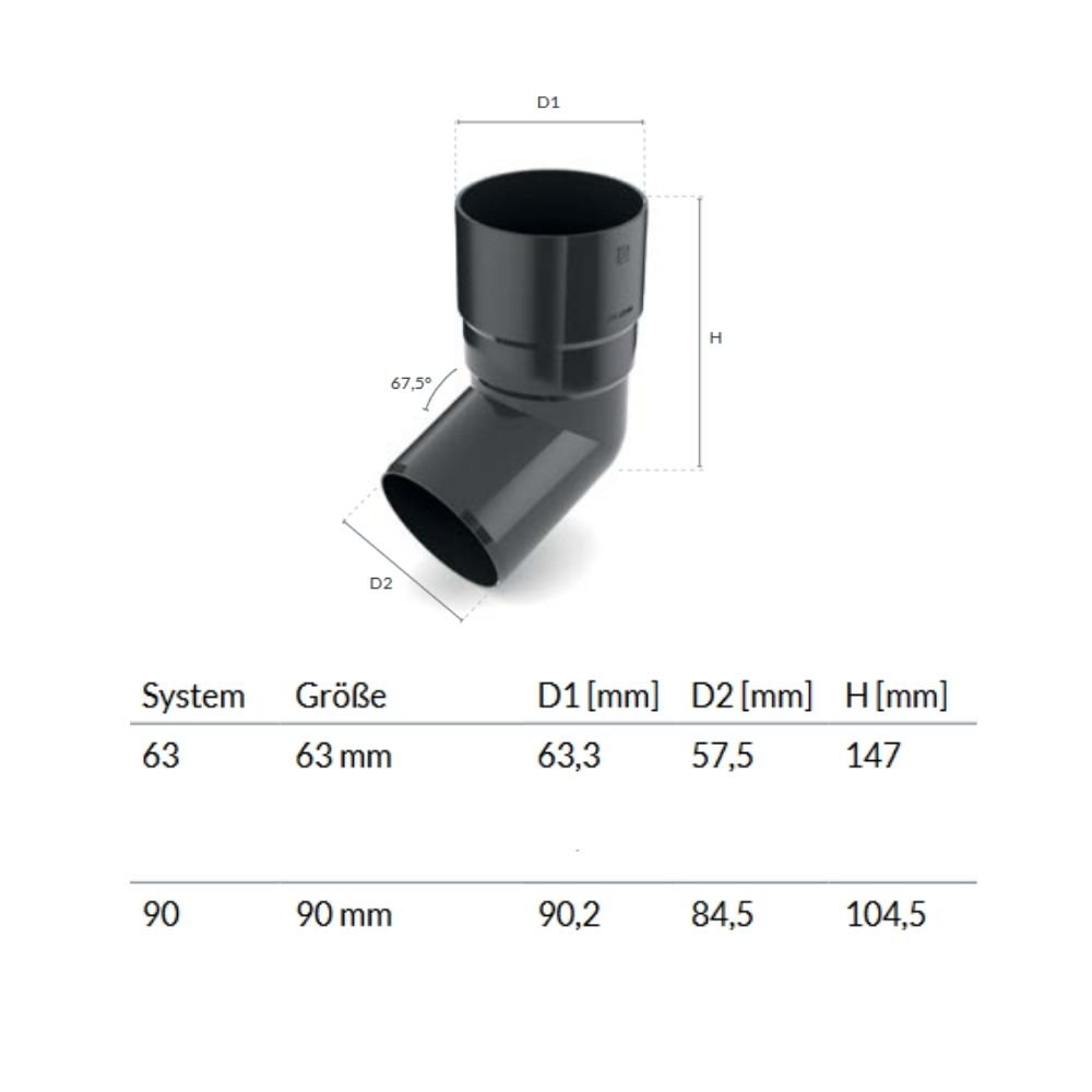 Łuk 67, 5° grafitowy System 63-0