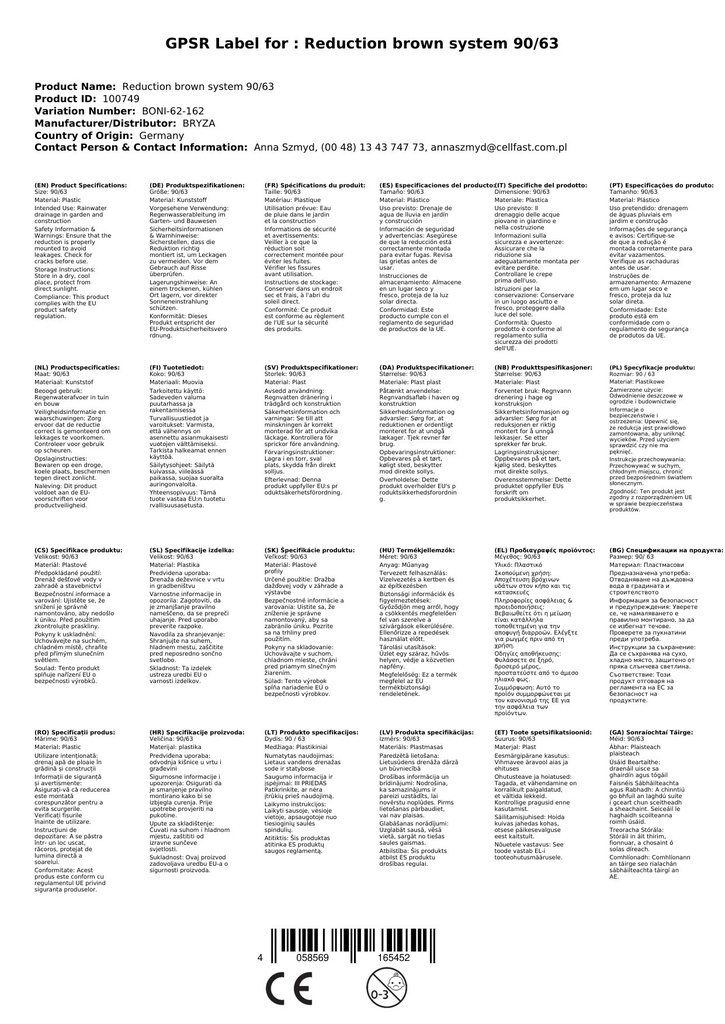 Redukcja brązowa System 90/63-1