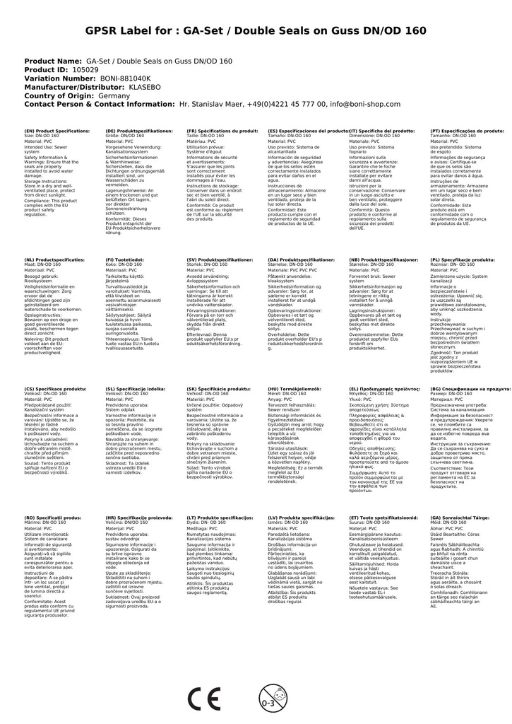 GA-Set / Podwójne uszczelnienia na żeliwo DN/OD 160-3