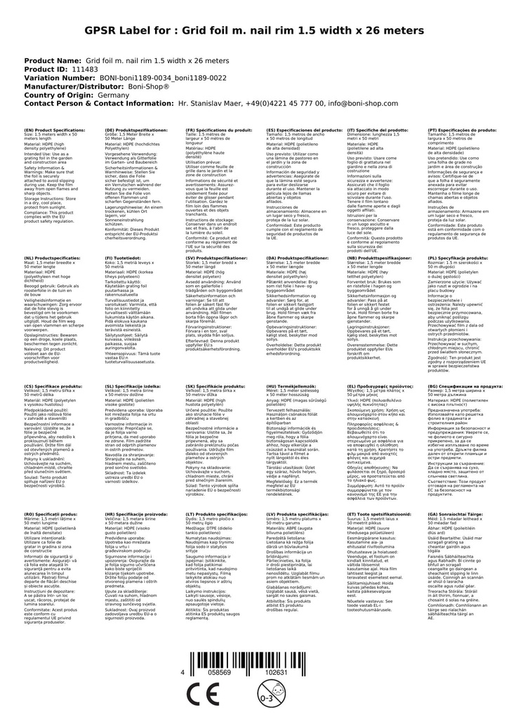 Folia kratkowana z brzegiem na gwoździe 1,5 szerokości x 26 metrów-4