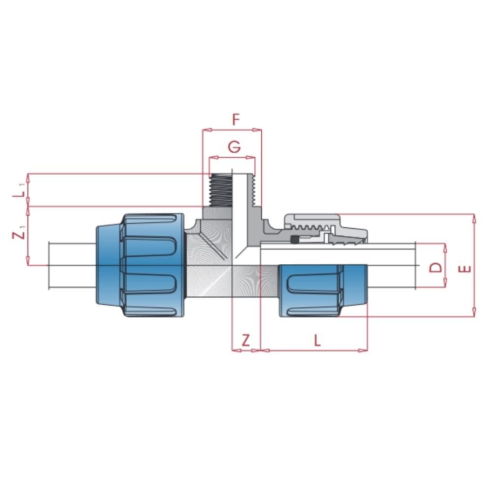 PP PE Złączka rurowa T-Stück 20 x 3/4" AG x 20-0