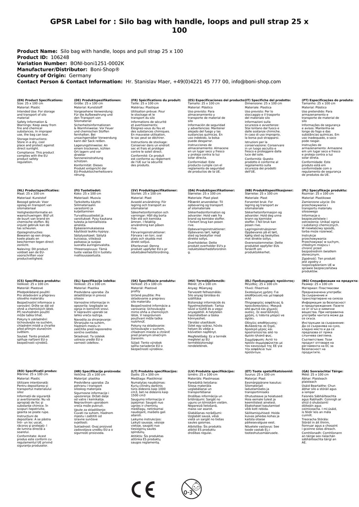 Worek silosowy z uchwytem, pętlami i sznurkiem 25 x 100-4