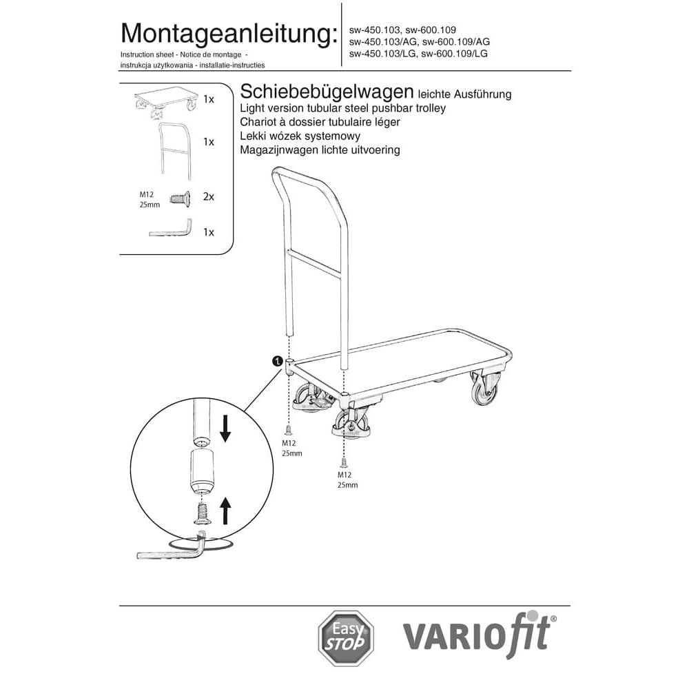 Wózek z uchwytem 200 kg Typ S + EasySTOP-0