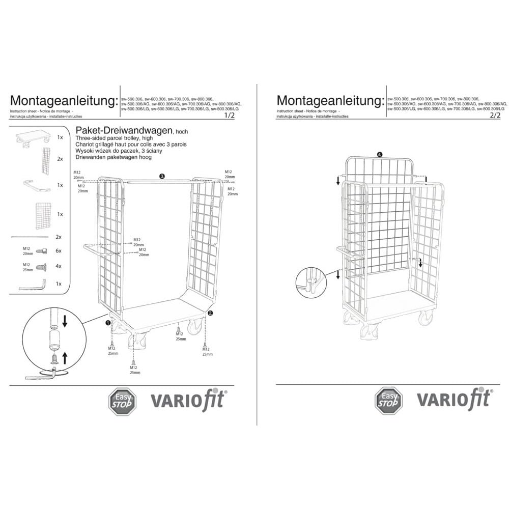 Wózek trzyścienny wysoki Typ S + EasySTOP-1