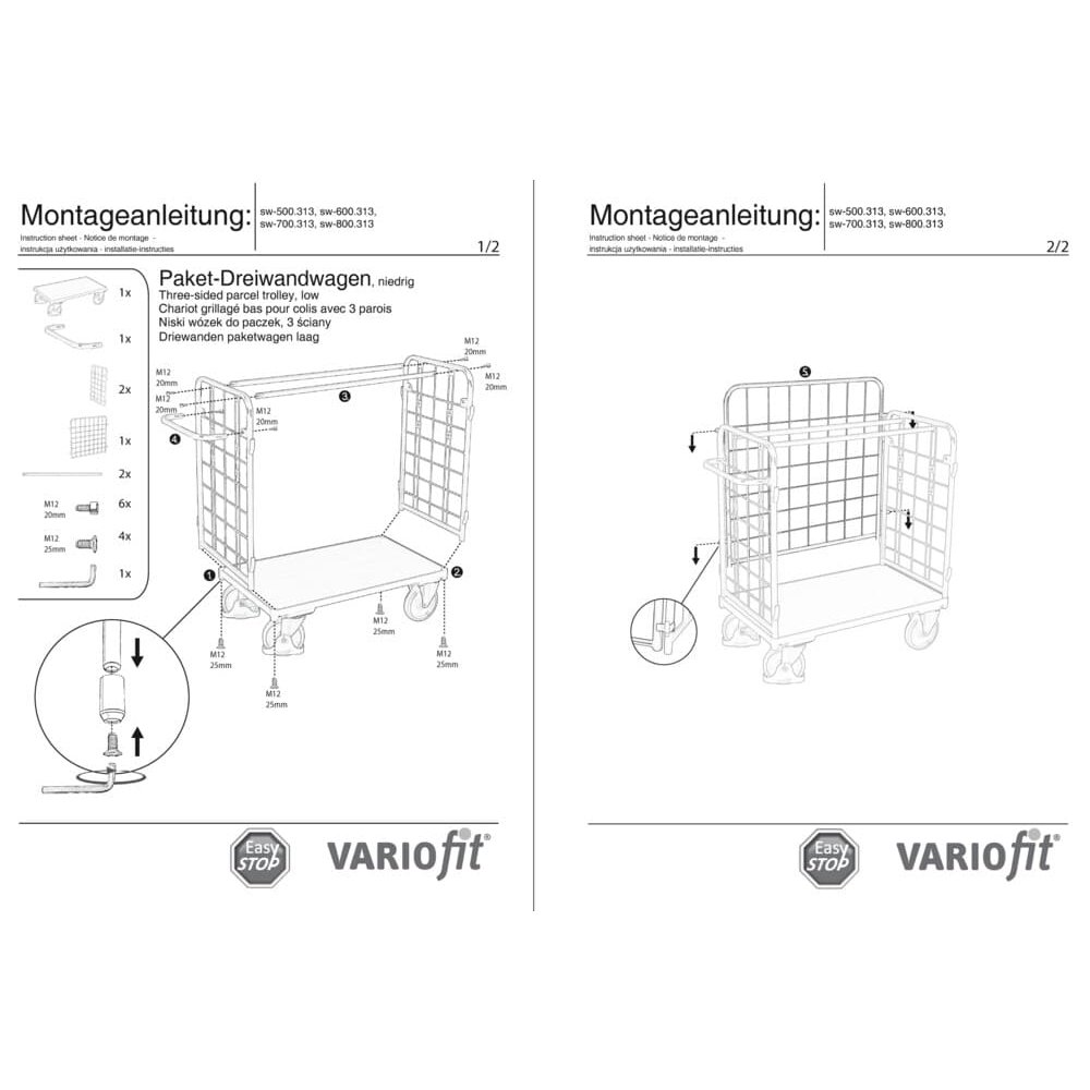 Wózek pakietowy trzyścienny niski Typ S + EasySTOP-0