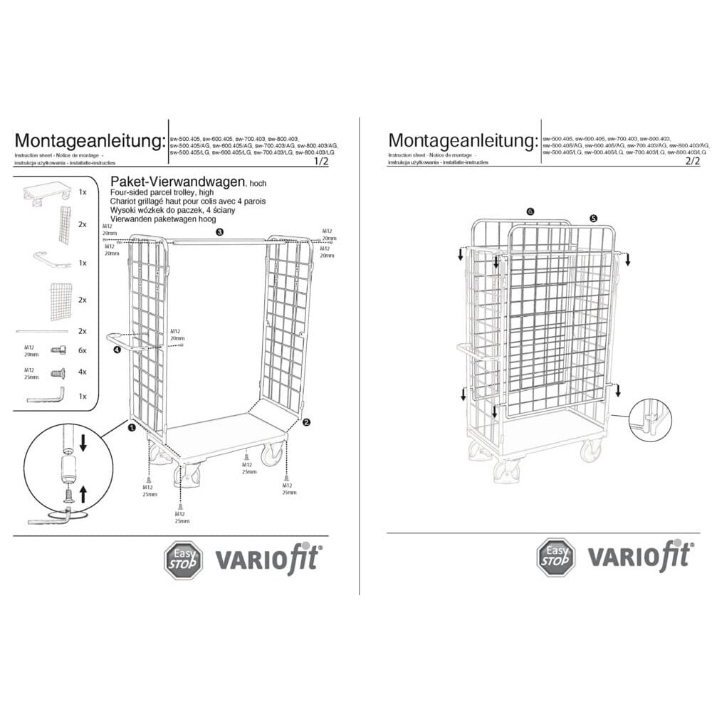 Pakiet-Czterokołowy wózek wysoki Typ L + EasySTOP-1