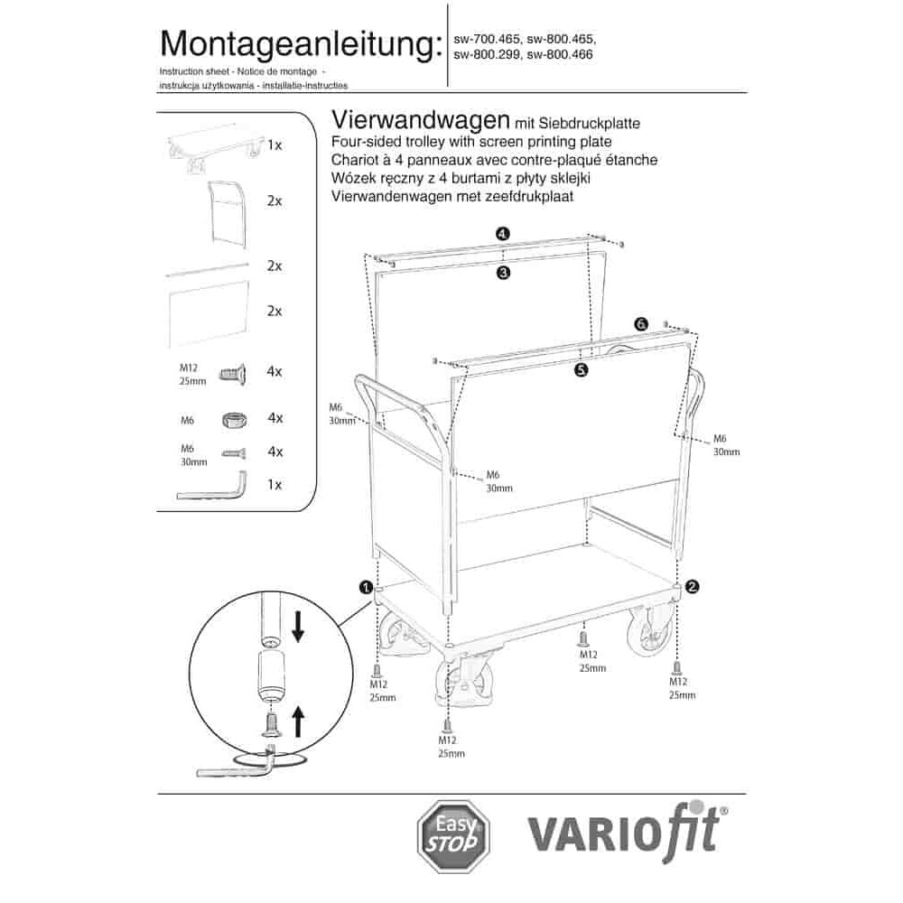 Wózek czteroburtowy 1000 kg Typ S + EasySTOP-0