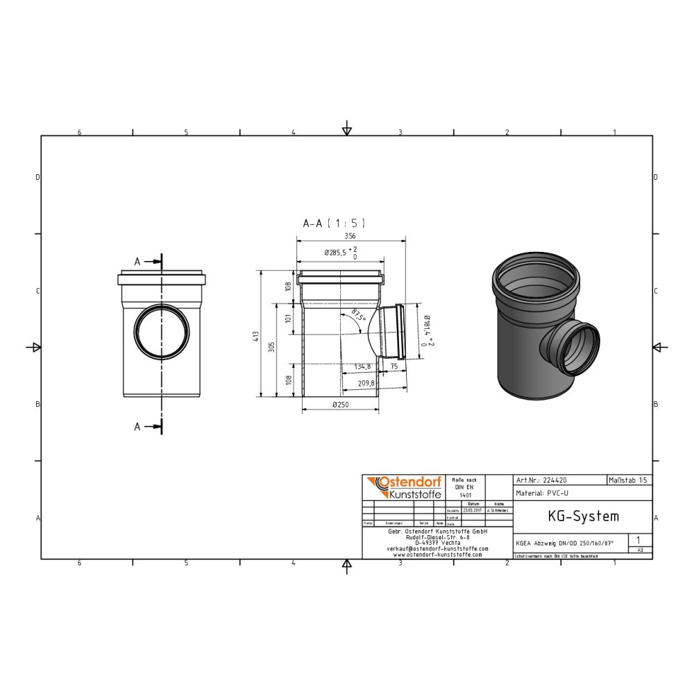 KGEA Rozgałęzienie DN/OD 250/160 87 stopni-1