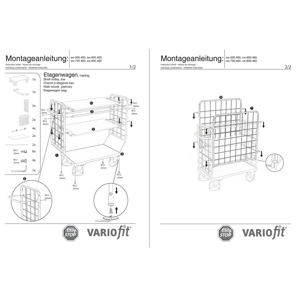 Paket-Vierwandwagen z 3 półkami Typ XL + EasySTOP-0