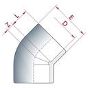 PVC-U 45° kolano z mufą 25 mm PN16-0