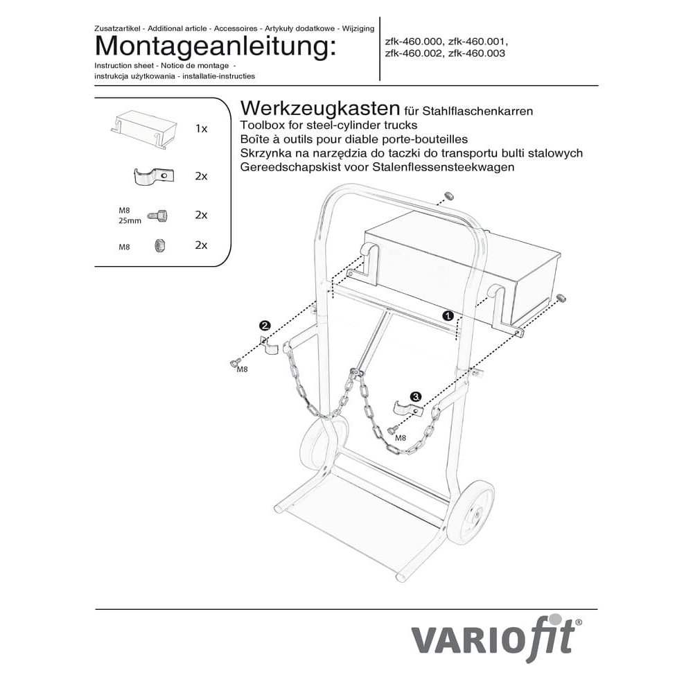 Skrzynka narzędziowa do wózków na butle stalowe fk-1300 / 1301-2