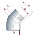 PVC-U 45°Kątka Kielich x IG 20 mm x 1/2"PN10-0