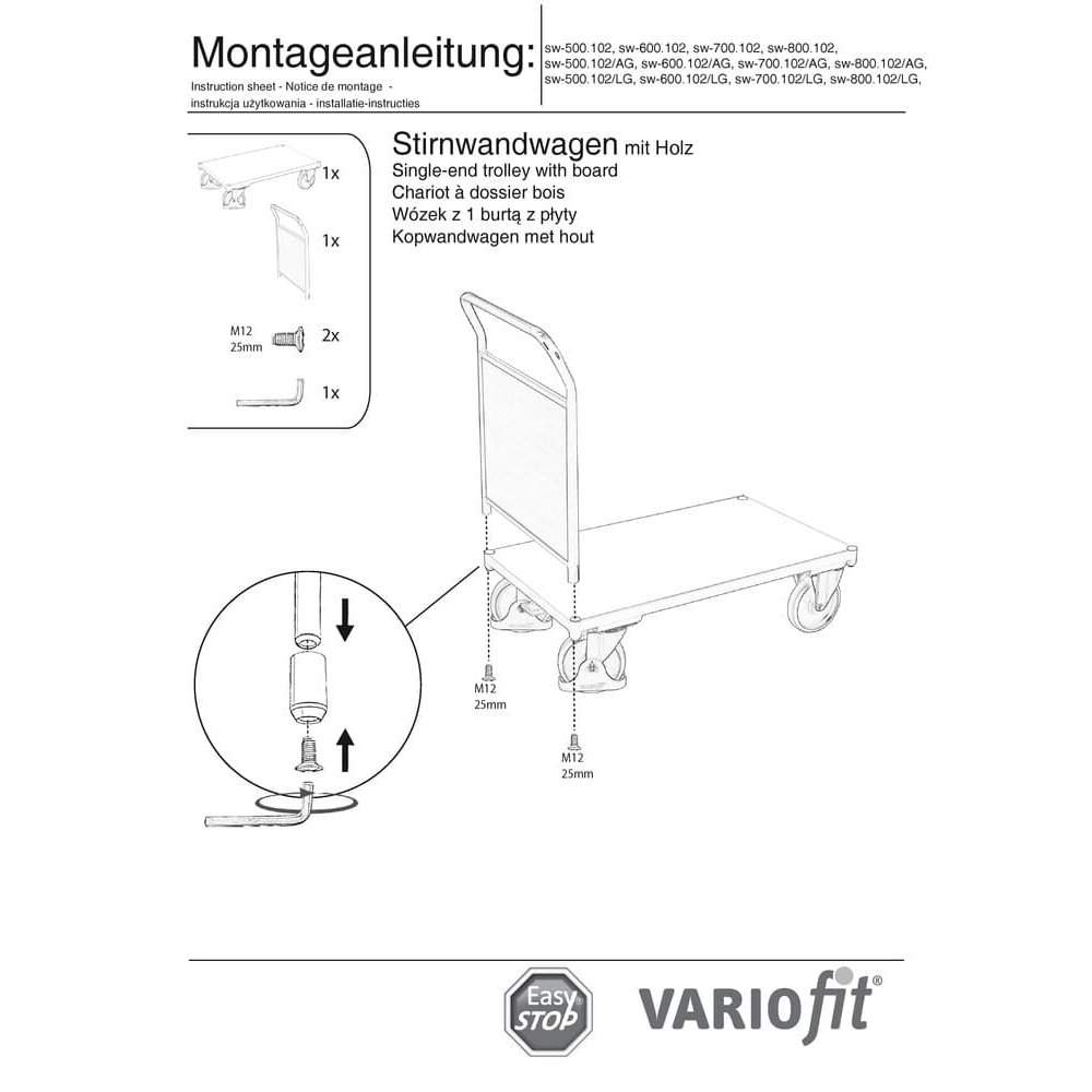 Wózek czołowy 500 kg Typ M + EasySTOP-0