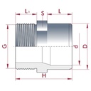 PVC-U Przejście Kielich x GW 25-20mm x 3/4" PN10-0