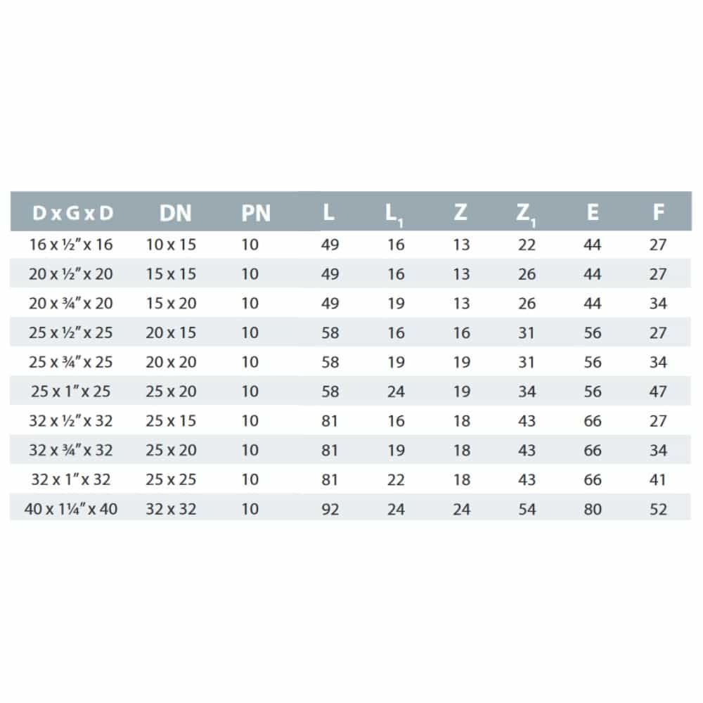PP PE złączka rurowa T-kształtna 16 x 1/2" IG x 16-1