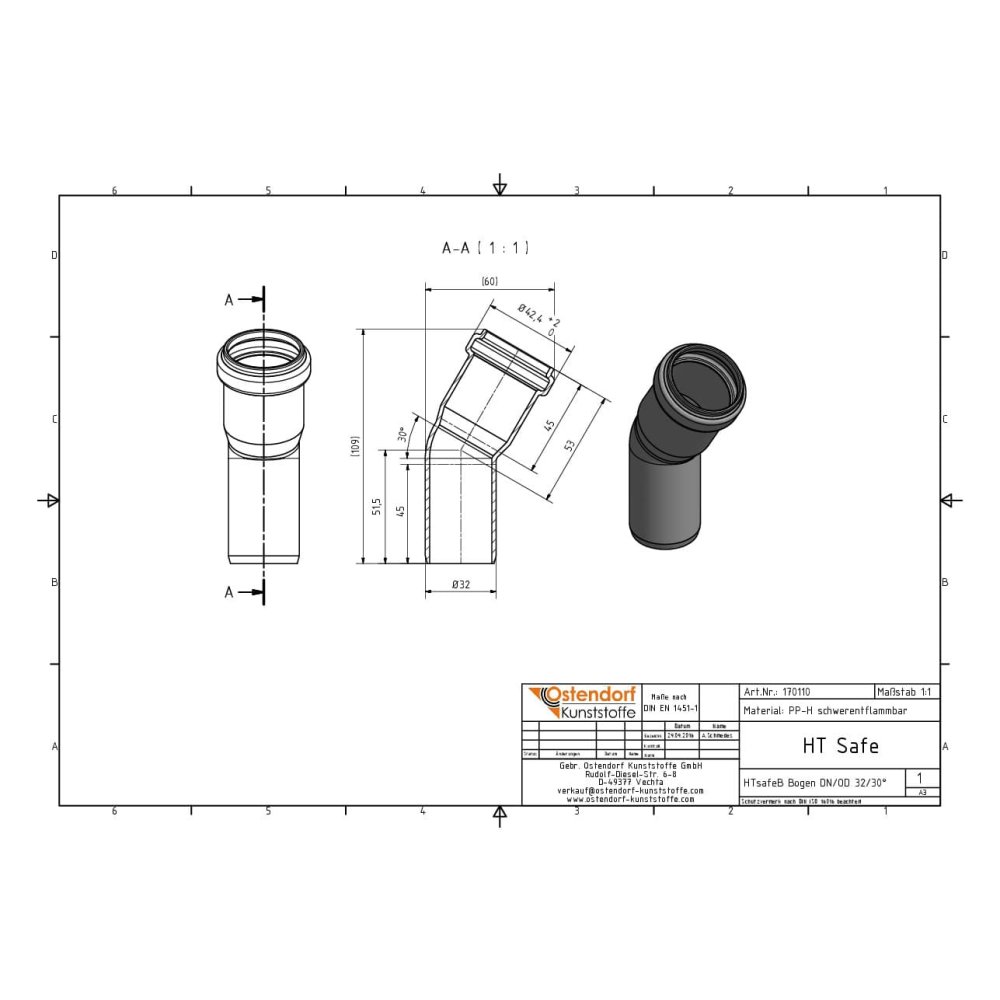 HTsafeB Kolano DN/OD 32 30 Stopni-1