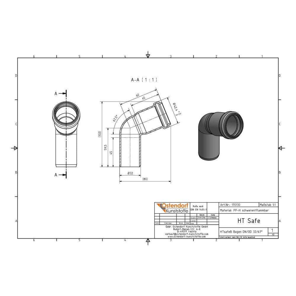 HTsafeB Kolano DN/OD 32 67 Stopni-1