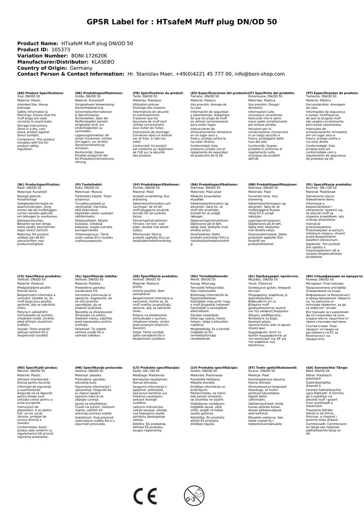 HTsafeM Zatyczka kielichowa DN/OD 50-2