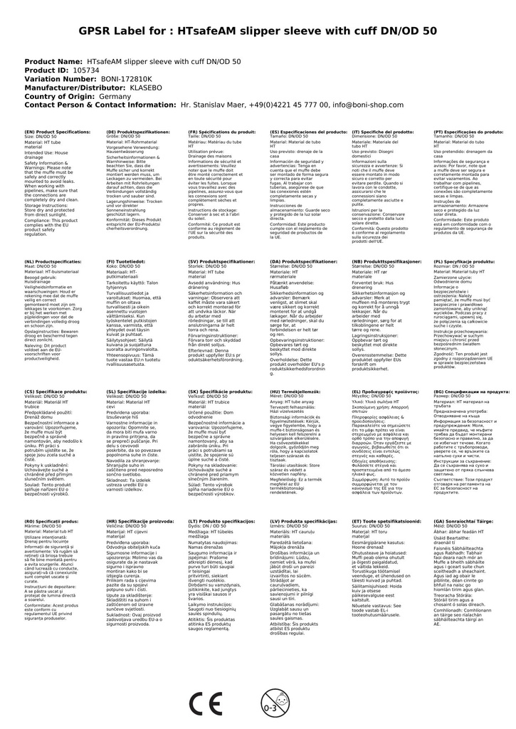 HTsafeAM nasadka z manszetą DN/OD 50-2