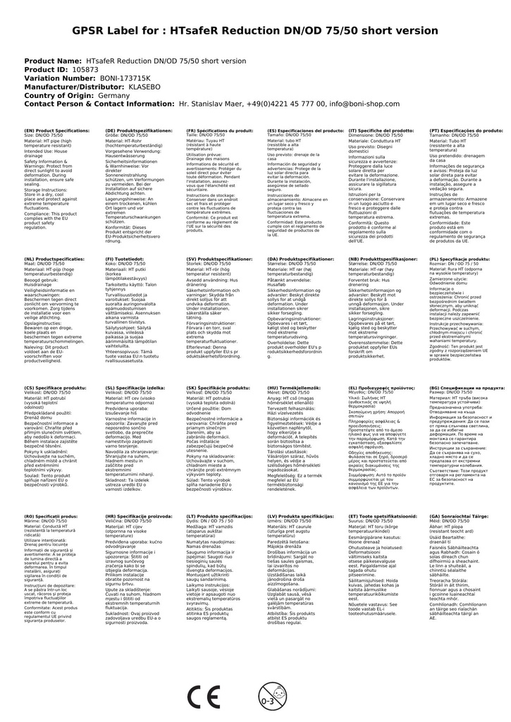 HTsafeR Reduktion DN/OD 75/50 krótkie wykonanie-2