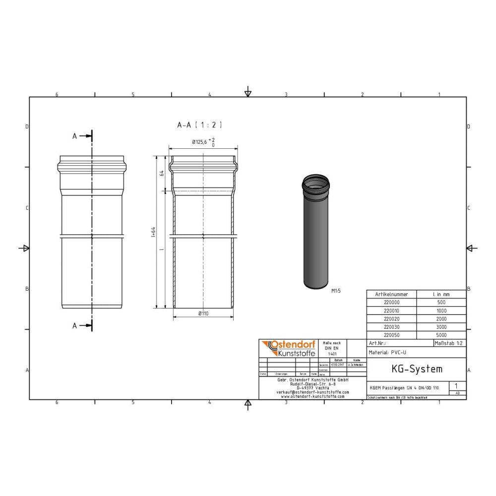 Rura KGEM SN 4 Coex DN/OD 110 x 1000 mm-1