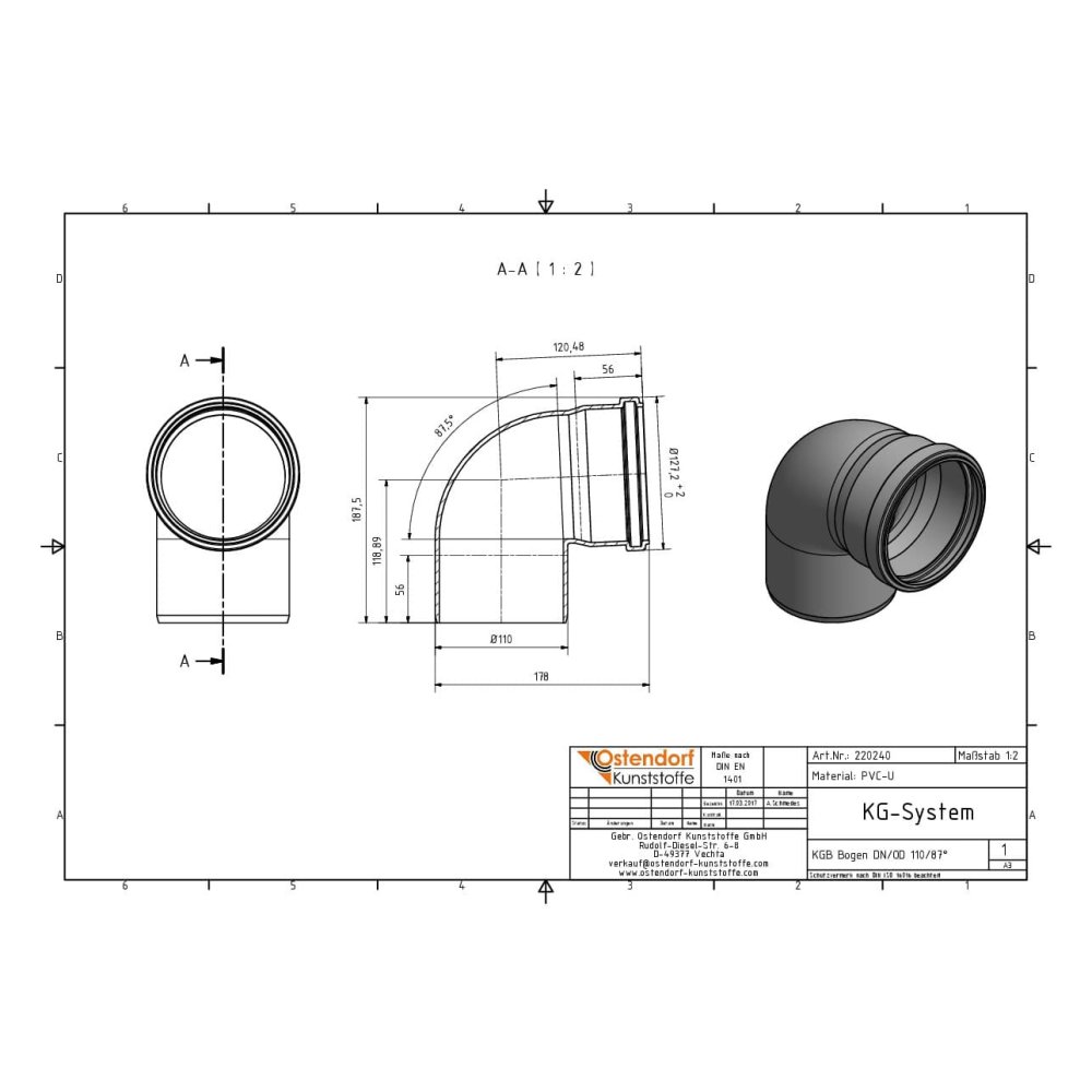 KGB  Bogen DN/OD 110             87 Grad-0