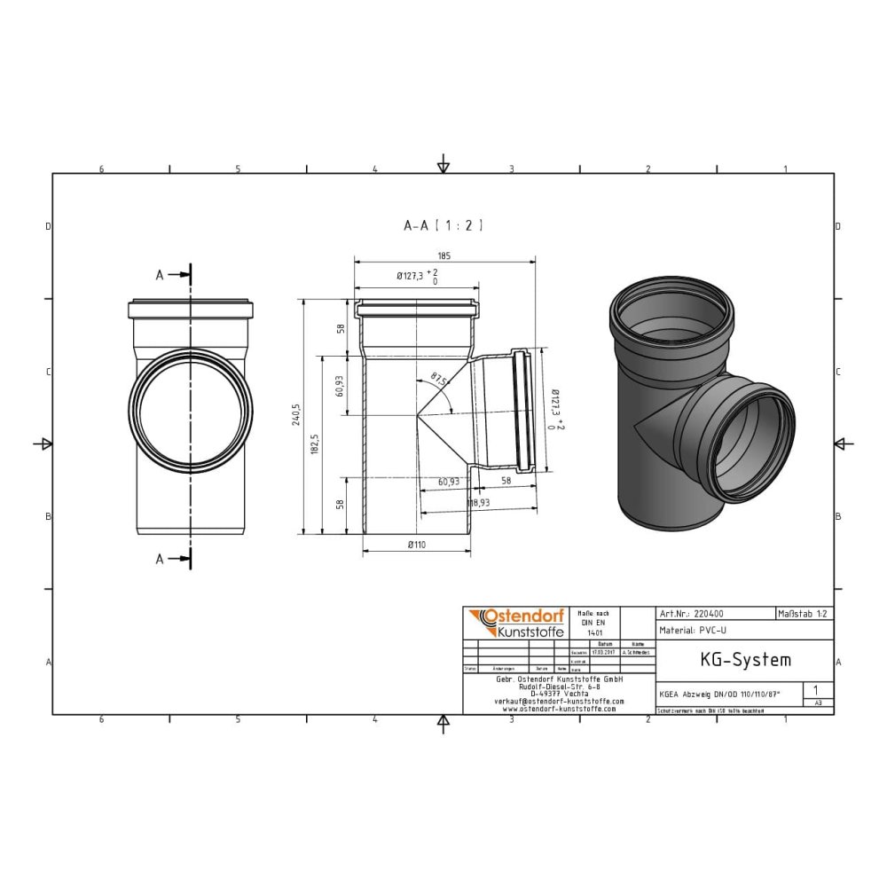 KGEA Rozgałęzienie DN/OD 110/110 87 stopni-1