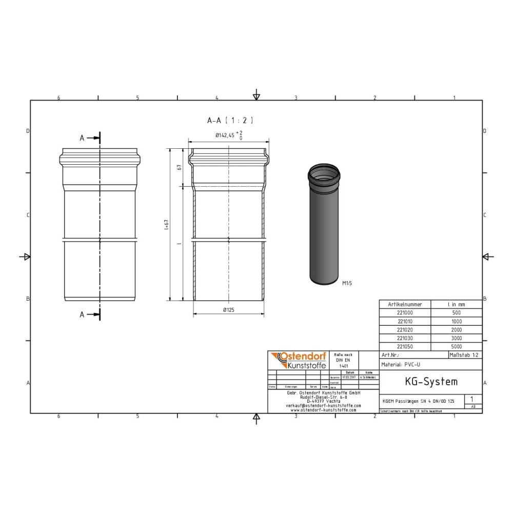 KGEM Rura SN 4 DN/OD 125 x 1000 mm-1