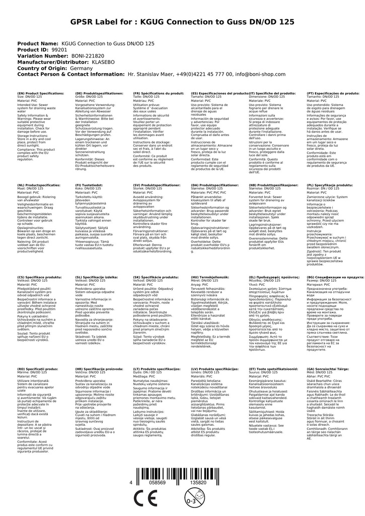 KGUG połączenie do żeliwa DN/OD 125-2