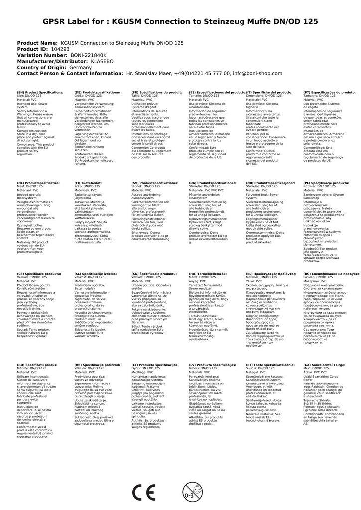 KGUSM połączenie z kamionkową mufą DN/OD 125-3