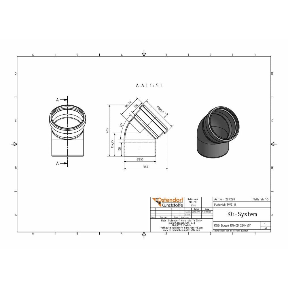 KGB Kolano DN/OD 250 45 Stopni-1