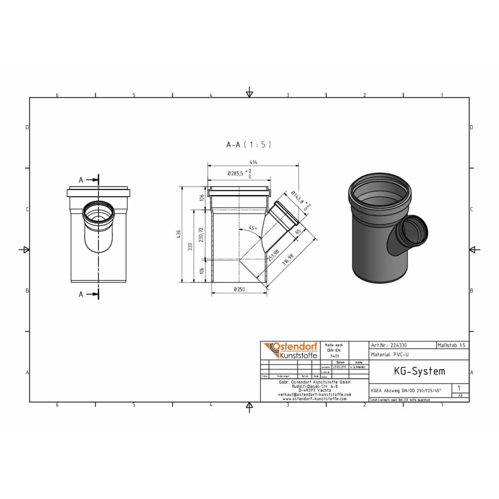 KGEA Rozgałęzienie DN/OD 250/125 45 stopni-1