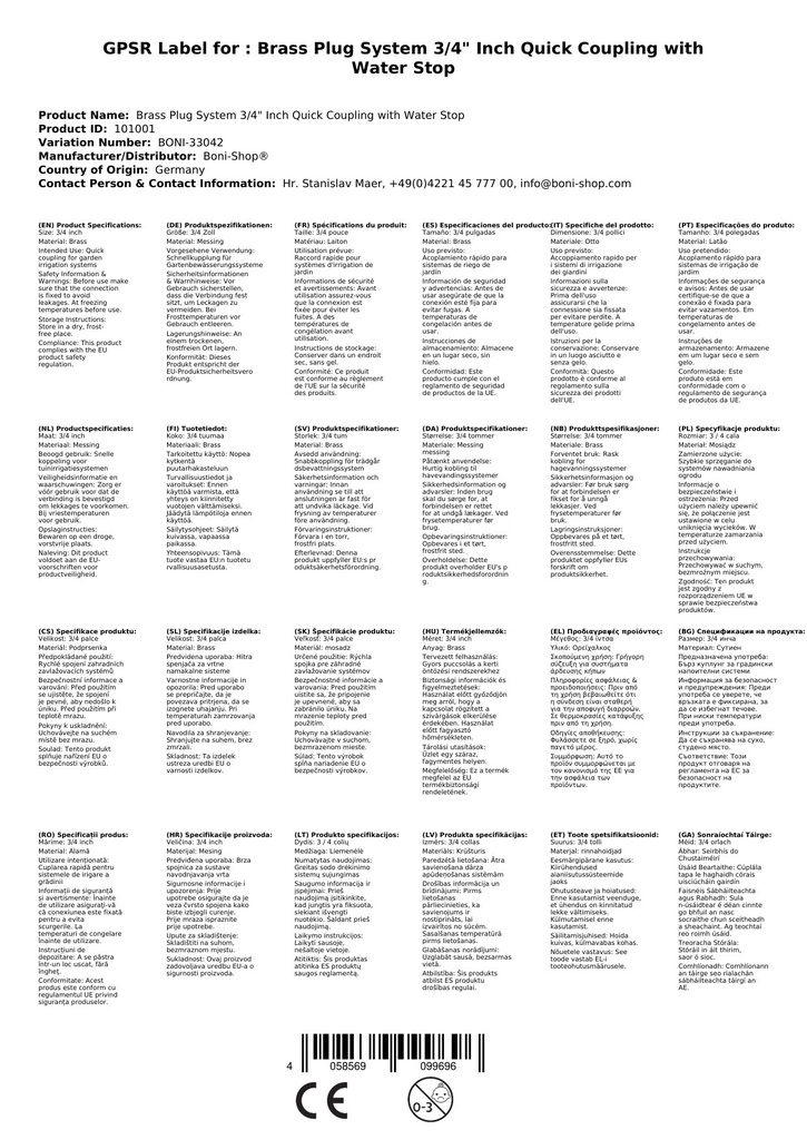 Mosiężny system łączeniowy 3/4" calowy szybkozłącze z zatrzymaniem wody-0