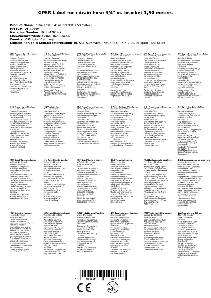 Wąż odpływowy 3/4" z uchwytem 1, 50 metrów-4