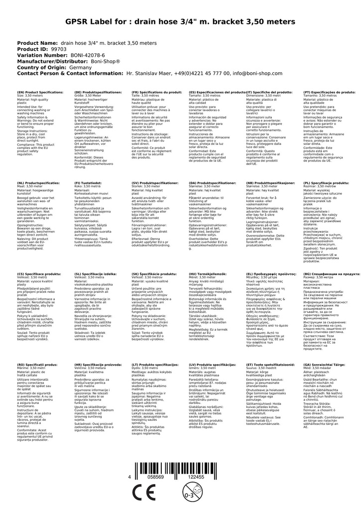 Wąż odpływowy 3/4" z uchwytem 3, 50 metrów-4