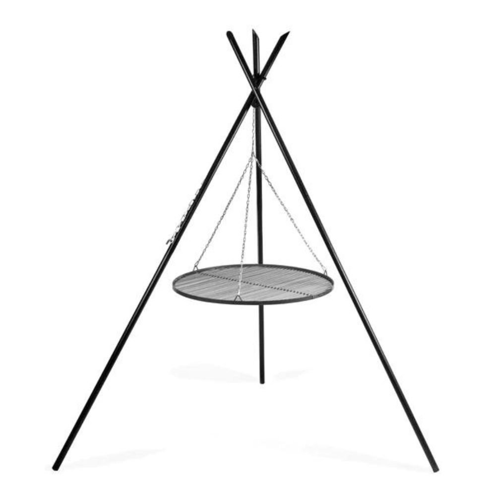 Grill wiszący „TIPI“ 210 cm + ruszt 50 cm z naturalnej stali