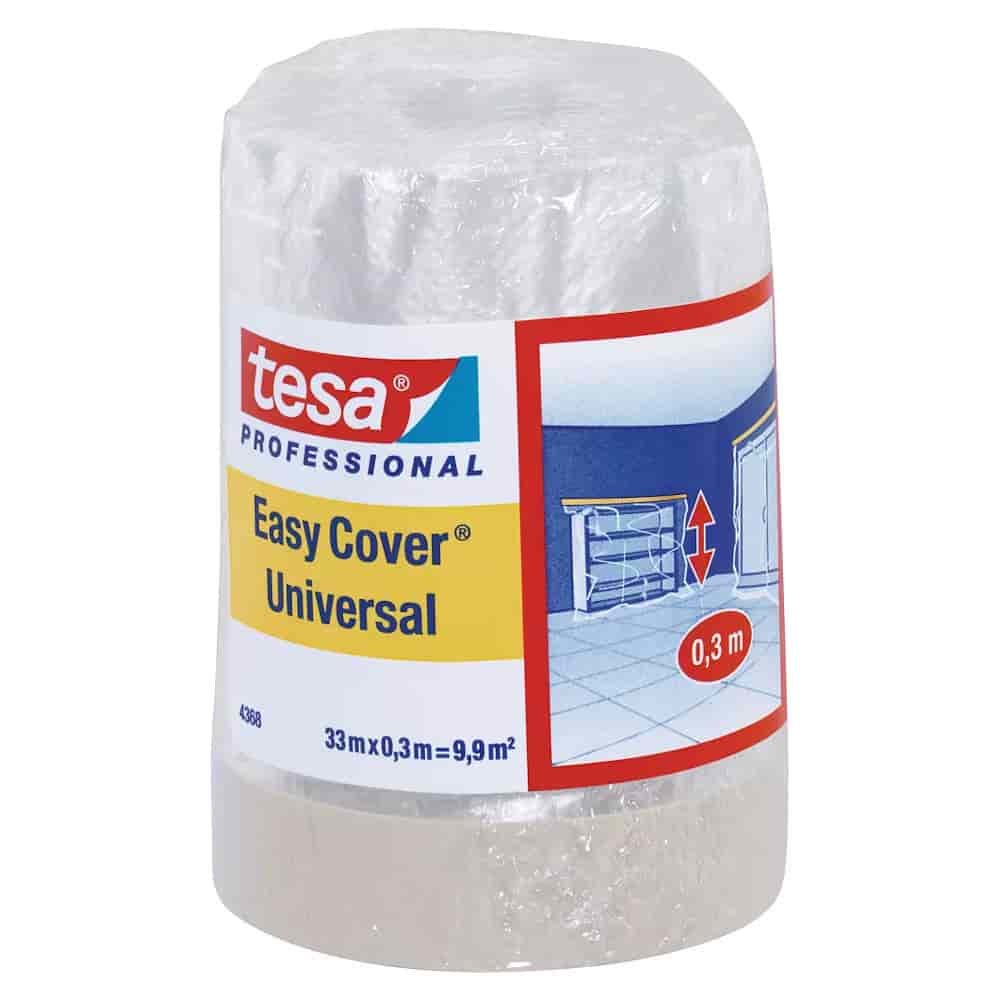 tesa Easy Cover 4368 Premium Taśma malarska z folią ochronną 300 mm x 33 m (jasnobeżowy-matowy)