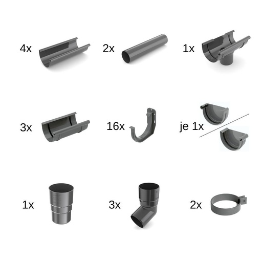 [BONI-61-024E-SET8] Zestaw rynna 8m grafit System 100