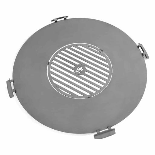 [BONI-C222414] Płyta grillowa ze stali nierdzewnej do paleniska 102 cm z czterema uchwytami + ruszt 50 cm