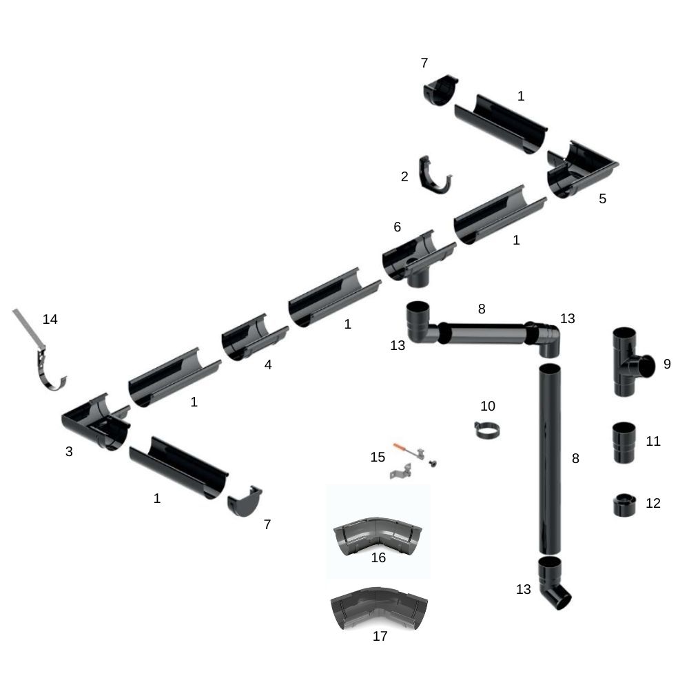 Zaślepka rynny prawa brązowa System 125-5