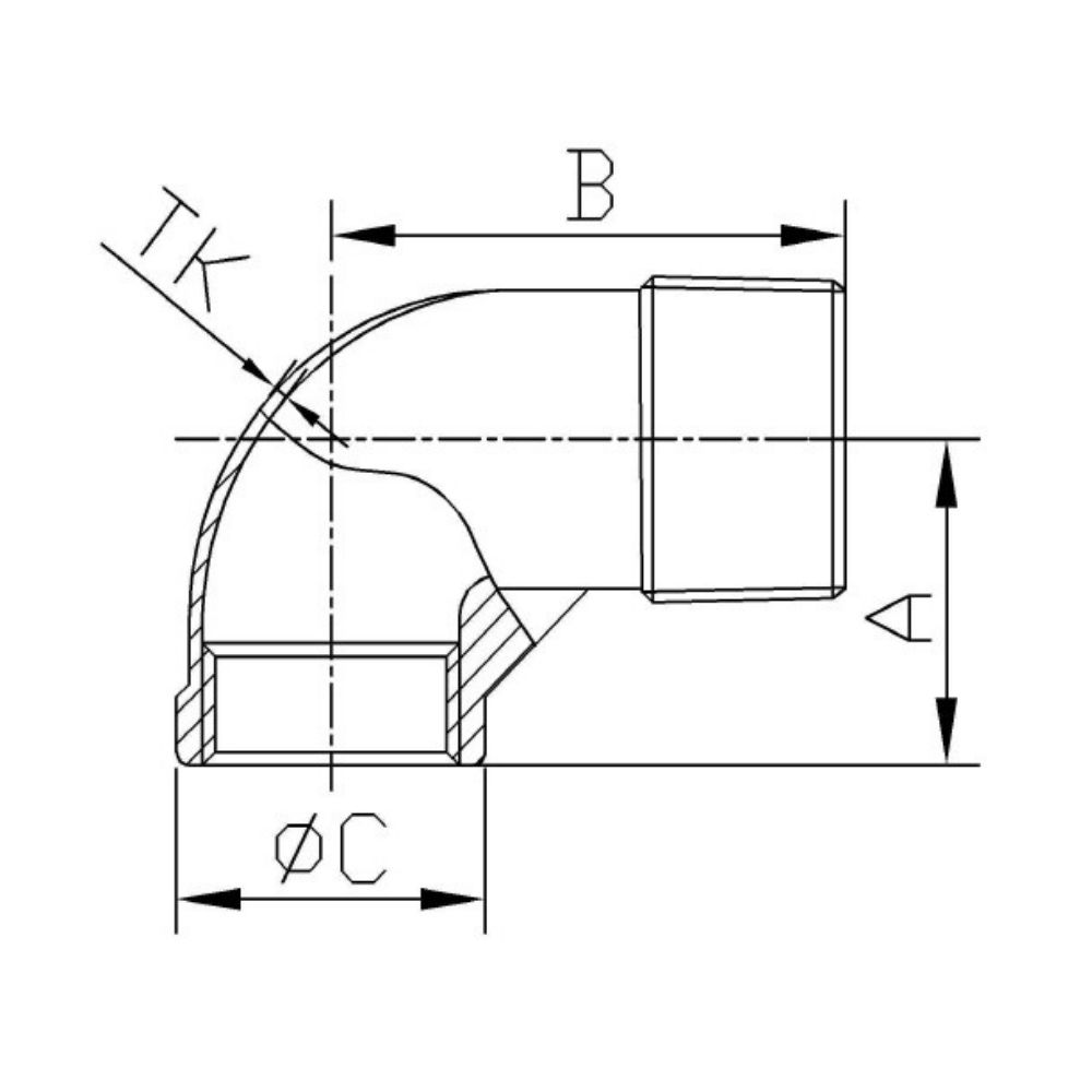 Złączka gwintowana ze stali nierdzewnej kąt 90° 1 1/2" IG x 1 1/2" AG-1