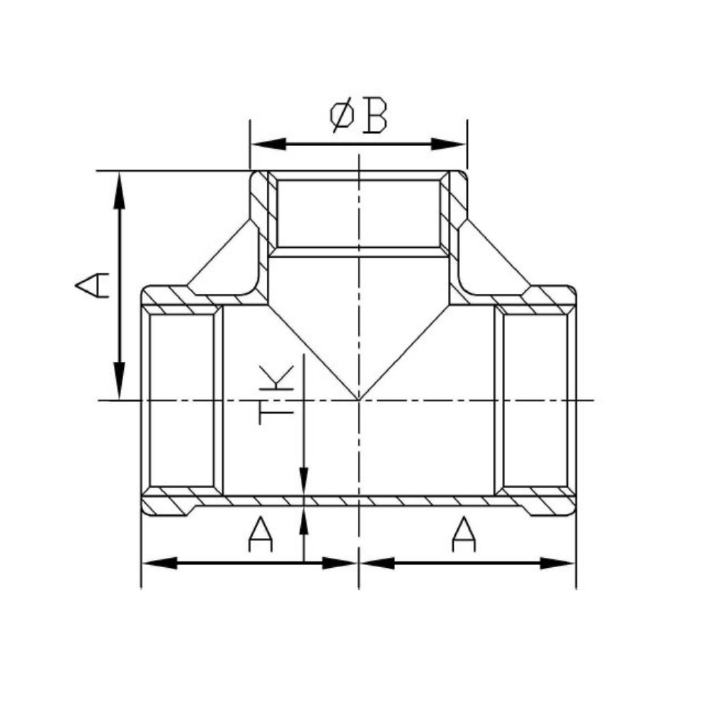 Złączka gwintowana ze stali nierdzewnej T-kawałek 90° 1 1/2" IG-1